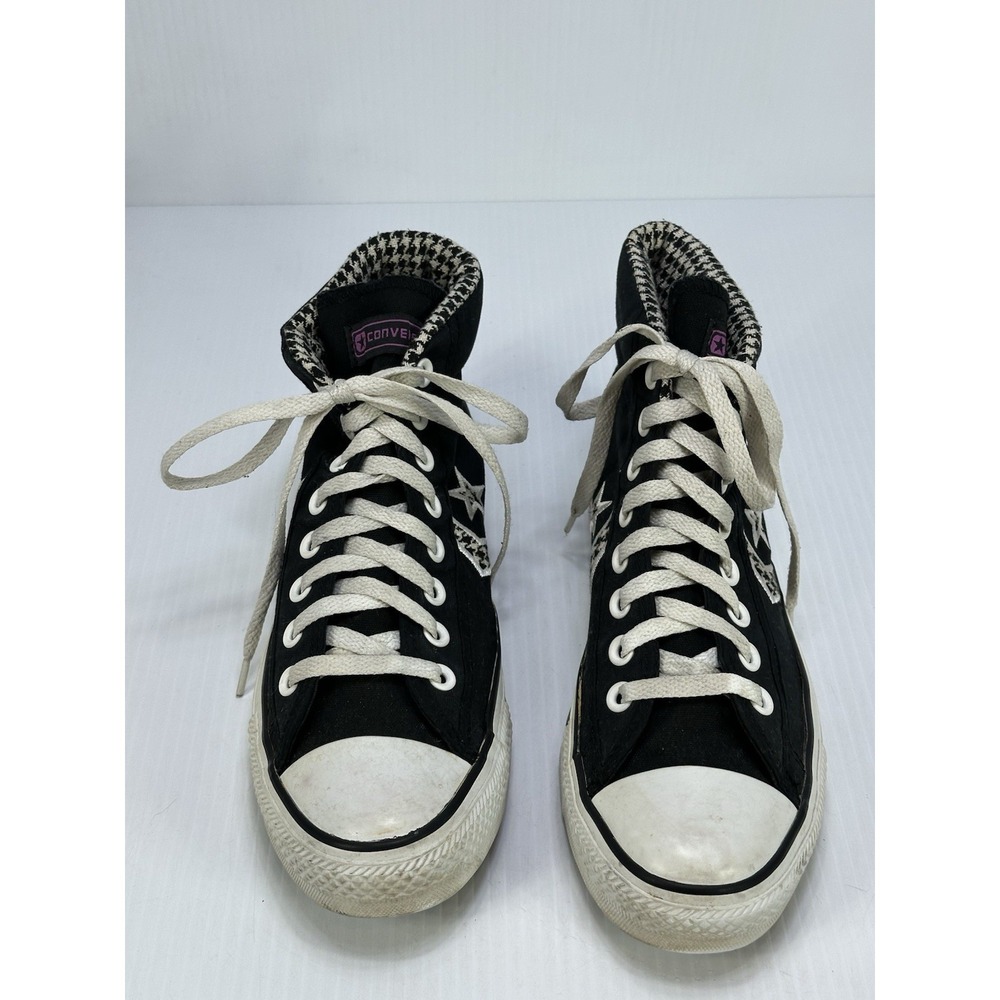 Converse Chuck Taylor All Star Black Houndstooth Canvas High Top Sneakers US 9 - Picture 1 of 16